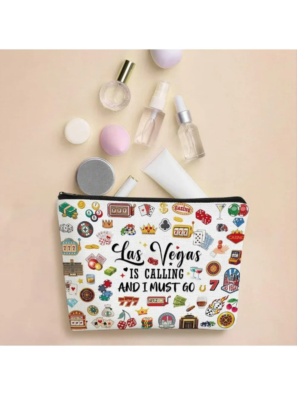 Waterproof Travel Makeup Bag - Vegas Souvenir Cosmetic Pouch & Toiletry